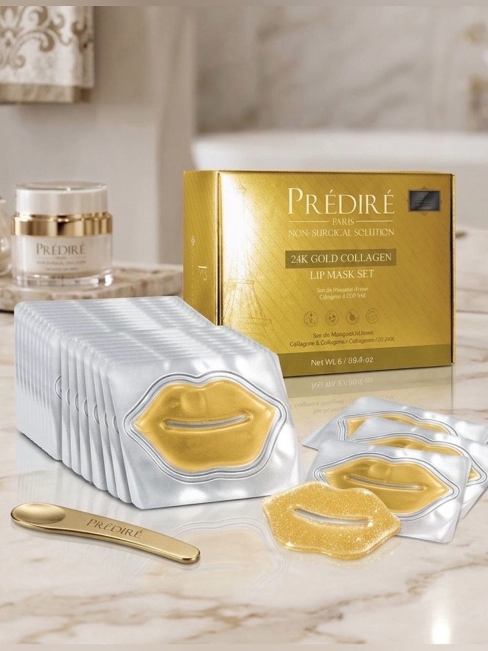 Predire 24k Gold Collagen Boosting 10 Piece Lip Mask Set ~ retail $399